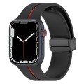 Two Color Folding Buckle Silicone Watch Band For Apple Watch Ultra 49mm(Black+Red)