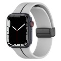 Two Color Folding Buckle Silicone Watch Band For Apple Watch Ultra 49mm(Light Grey+Black)