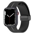 Two Color Folding Buckle Silicone Watch Band For Apple Watch 8 41mm(Black+Grey)