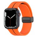 Two Color Folding Buckle Silicone Watch Band For Apple Watch 8 45mm(Orange+Black)