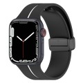 Two Color Folding Buckle Silicone Watch Band For Apple Watch 7 45mm(Black+White)