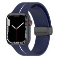 Two Color Folding Buckle Silicone Watch Band For Apple Watch 7 45mm(Midnight Blue+White)