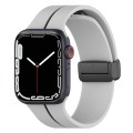 Two Color Folding Buckle Silicone Watch Band For Apple Watch SE 40mm(Light Grey+Black)