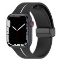 Two Color Folding Buckle Silicone Watch Band For Apple Watch SE 2023 44mm(Black+White)