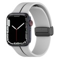 Two Color Folding Buckle Silicone Watch Band For Apple Watch SE 2023 44mm(Light Grey+Black)