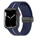 Two Color Folding Buckle Silicone Watch Band For Apple Watch SE 2023 40mm(Midnight Blue+White)