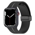 Two Color Folding Buckle Silicone Watch Band For Apple Watch 9 41mm(Black+Grey)