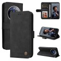 For Realme 12 Pro+ Skin Feel Life Tree Metal Button Leather Phone Case(Black)
