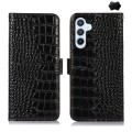 For Samsung Galaxy A35 5G Crocodile Top Layer Cowhide Leather Phone Case(Black)