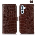 For Samsung Galaxy A35 5G Crocodile Top Layer Cowhide Leather Phone Case(Brown)