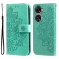 For Huawei nova 11 SE 7-petal Flowers Embossing Leather Phone Case(Green)