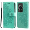 For Huawei Enjoy 70 7-petal Flowers Embossing Leather Phone Case(Green)