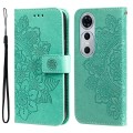 For Huawei nova 12 Pro 7-petal Flowers Embossing Leather Phone Case(Green)