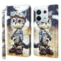 For Xiaomi Redmi Note 13 Pro 5G 3D Painted Pattern Leather Phone Case(Naughty Cat)