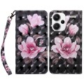 For Xiaomi Redmi Note 13 Pro+ 3D Painted Pattern Leather Phone Case(Pink Flower)