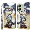 For Xiaomi Redmi 13C 3D Painted Pattern Leather Phone Case(Naughty Cat)