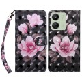 For Xiaomi Redmi 13C 3D Painted Pattern Leather Phone Case(Pink Flower)