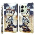 For Xiaomi Redmi Note 13 4G 3D Painted Pattern Leather Phone Case(Naughty Cat)