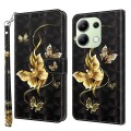 For Xiaomi Redmi Note 13 4G 3D Painted Pattern Leather Phone Case(Golden Butterfly)