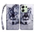 For Xiaomi Redmi Note 13 4G 3D Painted Pattern Leather Phone Case(Husky)