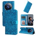 For Realme 12 Pro+ Embossed Sunflower Leather Phone Case(Blue)