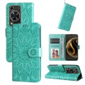 For Huawei Enjoy 70 Embossed Sunflower Leather Phone Case(Green)