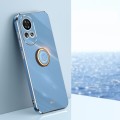 For Huawei nova 12 XINLI Straight Edge 6D Electroplate TPU Phone Case with Ring Holder(Celestial Blu