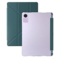 For Xiaomi Redmi Pad SE Clear Acrylic Deformation Leather Tablet Case(Deep Green)