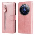 For Realme 12 Pro+ Fashion Calf Texture Zipper Leather Phone Case(Rose Gold)