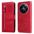 For Realme 12 5G Fashion Calf Texture Zipper Leather Phone Case(Red)