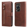 For Huawei Enjoy 70 Calf Texture Zipper Leather Phone Case(Brown)