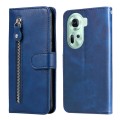 For OPPO Reno11 5G Global Fashion Calf Texture Zipper Leather Phone Case(Blue)