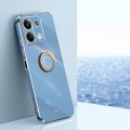 For Xiaomi Redmi Note 13 5G XINLI Straight Edge 6D Electroplate TPU Phone Case with Ring Holder(Cele