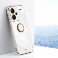 For Xiaomi Redmi Note 13 Pro+ XINLI Straight Edge 6D Electroplate TPU Phone Case with Ring Holder(Wh