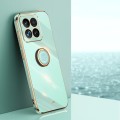 For Xiaomi 14 Pro XINLI Straight Edge 6D Electroplate TPU Phone Case with Ring Holder(Mint Green)