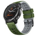 For Garmin Fenix 7 22mm Trapezoidal Quick Release Silicone Watch Band(Army Green Grey)