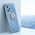 For Honor 100 Pro XINLI Straight Edge 6D Electroplate TPU Phone Case with Ring Holder(Celestial Blue