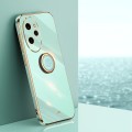 For Honor 100 Pro XINLI Straight Edge 6D Electroplate TPU Phone Case with Ring Holder(Mint Green)
