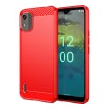 For Nokia C12 Brushed Texture Carbon Fiber TPU Phone Case(Red)