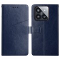 For Xiaomi 14 Y-shaped Pattern Flip Leather Phone Case(Blue)
