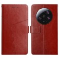 For Xiaomi 14 Ultra Y-shaped Pattern Flip Leather Phone Case(Brown)