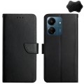For Xiaomi Redmi 13C 4G Genuine Leather Fingerprint-proof Flip Phone Case(Black)