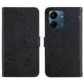 For Xiaomi Redmi 13C 4G Skin Feel Butterfly Embossed Flip Leather Phone Case(Black)
