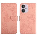 For Xiaomi Redmi 13C 5G Skin Feel Butterfly Embossed Flip Leather Phone Case(Pink)