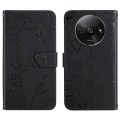 For Xiaomi Redmi A3 Skin Feel Butterfly Embossed Flip Leather Phone Case(Black)