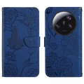 For Xiaomi 14 Ultra Skin Feel Butterfly Embossed Flip Leather Phone Case(Blue)