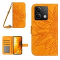 For Xiaomi Redmi Note 13 4G Global Skin Feel Sun Flower Embossed Flip Leather Phone Case with Lanyar