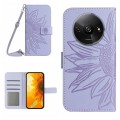 For Xiaomi Redmi A3 Skin Feel Sun Flower Embossed Flip Leather Phone Case with Lanyard(Purple)