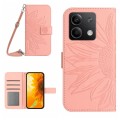 For Xiaomi Redmi Note 13 Pro 4G Global Skin Feel Sun Flower Embossed Flip Leather Phone Case with La