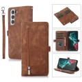 For Samsung Galaxy S21+ Zipper Card Slot Buckle Wallet Leather Phone Case(Brown)